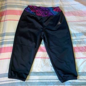 Adidas Climalite kids Baseball/Jogger Capris Size M Black Multicolor Waist Band